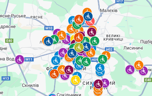 Мапа доступності об&rsquo;єктів міста Львів